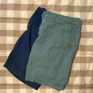 Pair of blue and green shorts